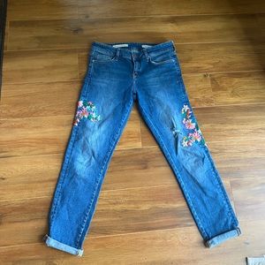 Pilero (Anthropologie) Embroidered Crop Jeans